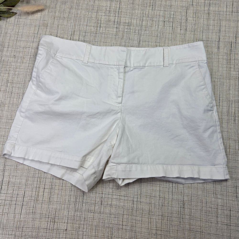 Talbots The Daily Short Womens 14 White Cotton Blend Chino Mid Rise Shorts